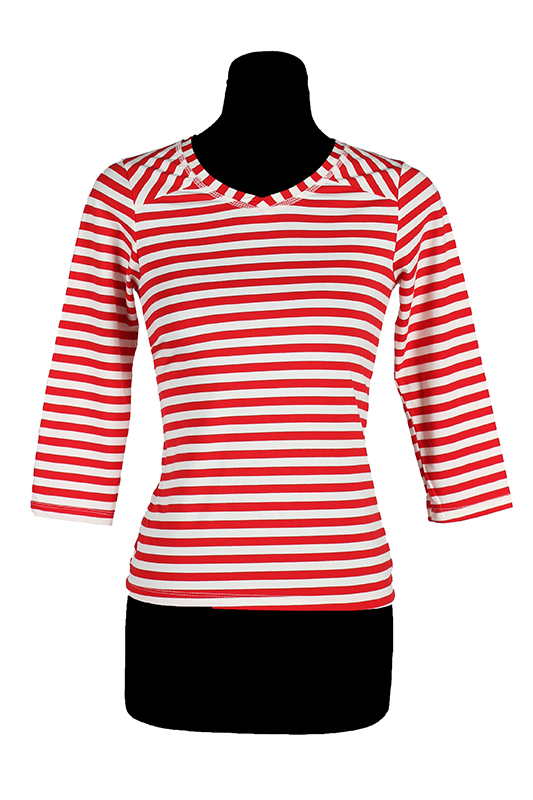 Gestreept damesshirt met V hals