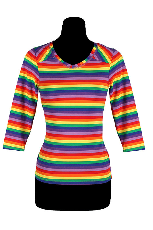 Gestreept damesshirt met V hals