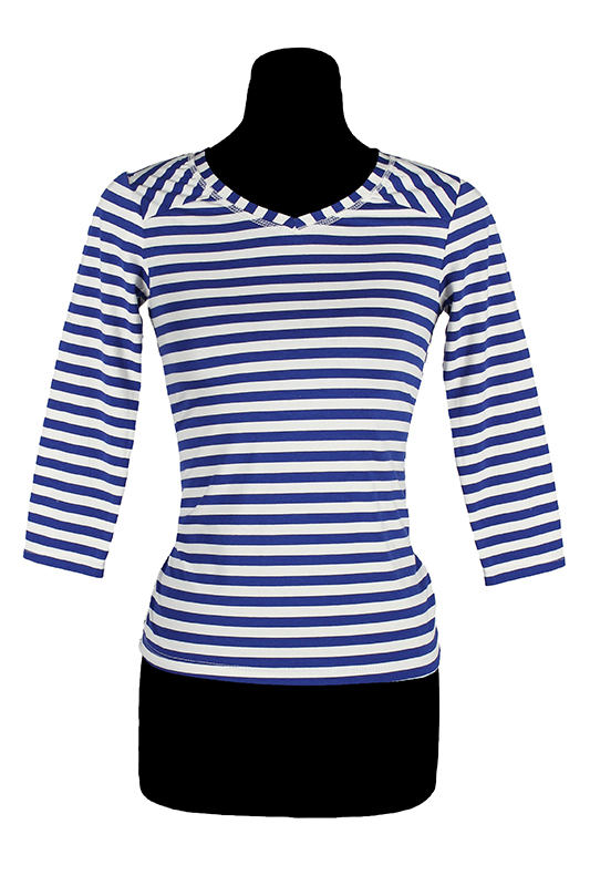 Gestreept damesshirt met V hals