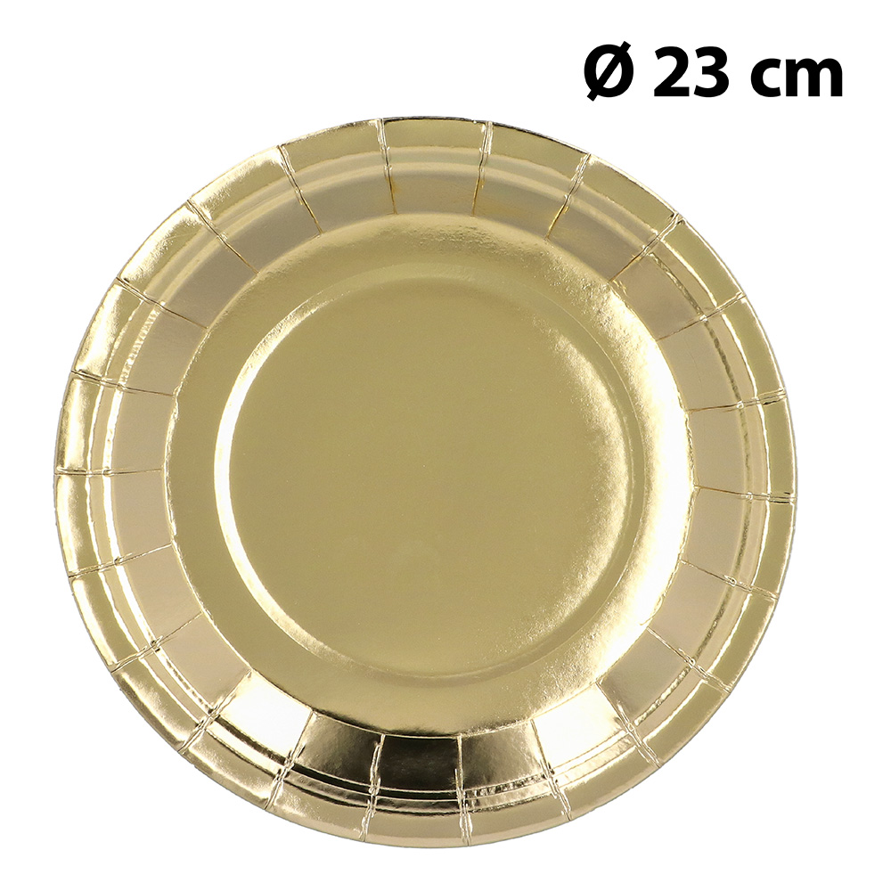 Set 6 papieren bordjes goud (23 cm)