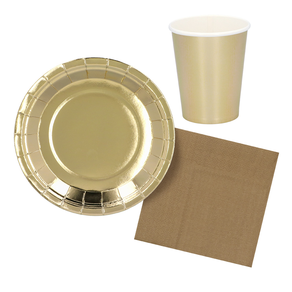 Set 6 papieren bekertjes goud (25 cl)