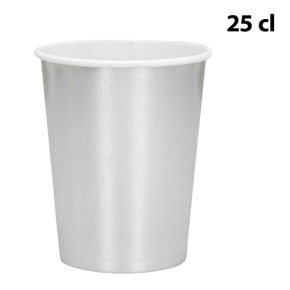 Tafelset zilver (6 bordjes, 6 bekertjes, 12 servetten)