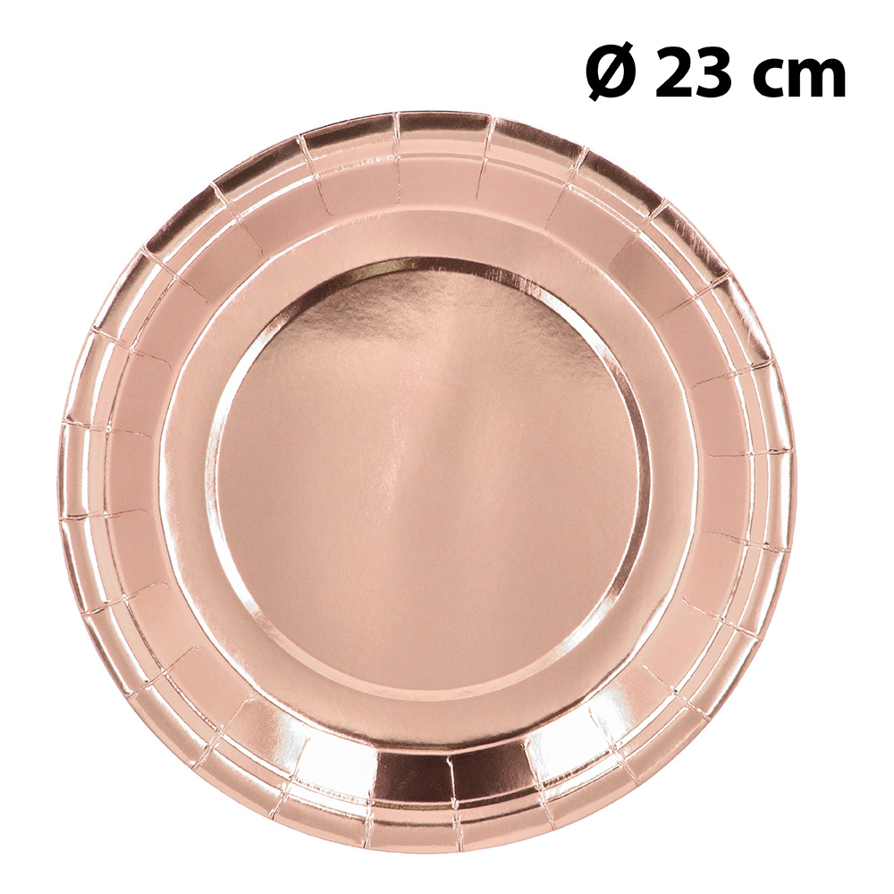 Set 6 papieren bordjes roségoud (23 cm)