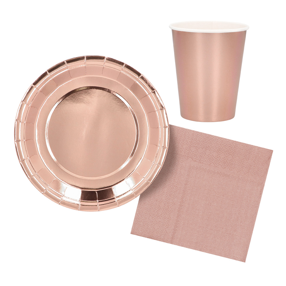 Set 6 papieren bordjes roségoud (23 cm)