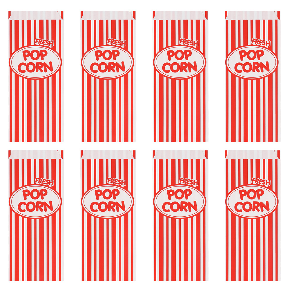 Set 8 papieren popcorn uitdeelzakjes (30 x 13 x 8 cm)