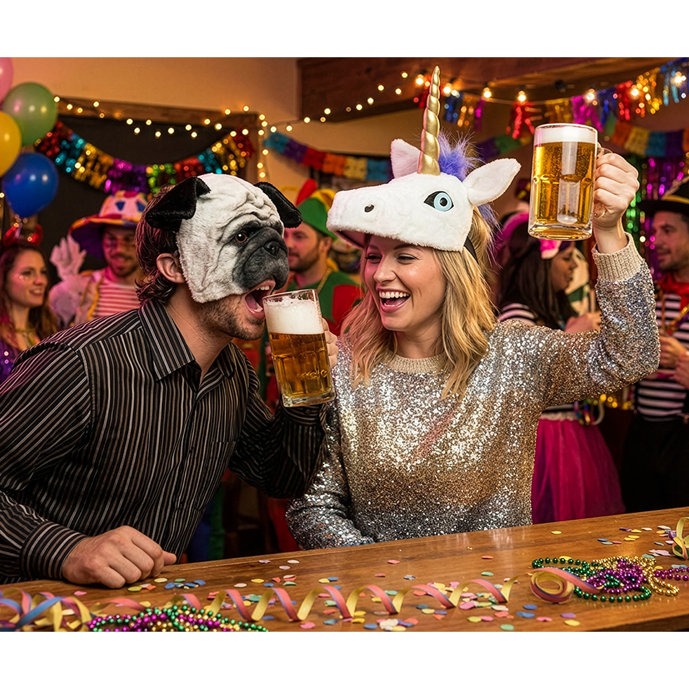 Pluchen halfmasker Pug