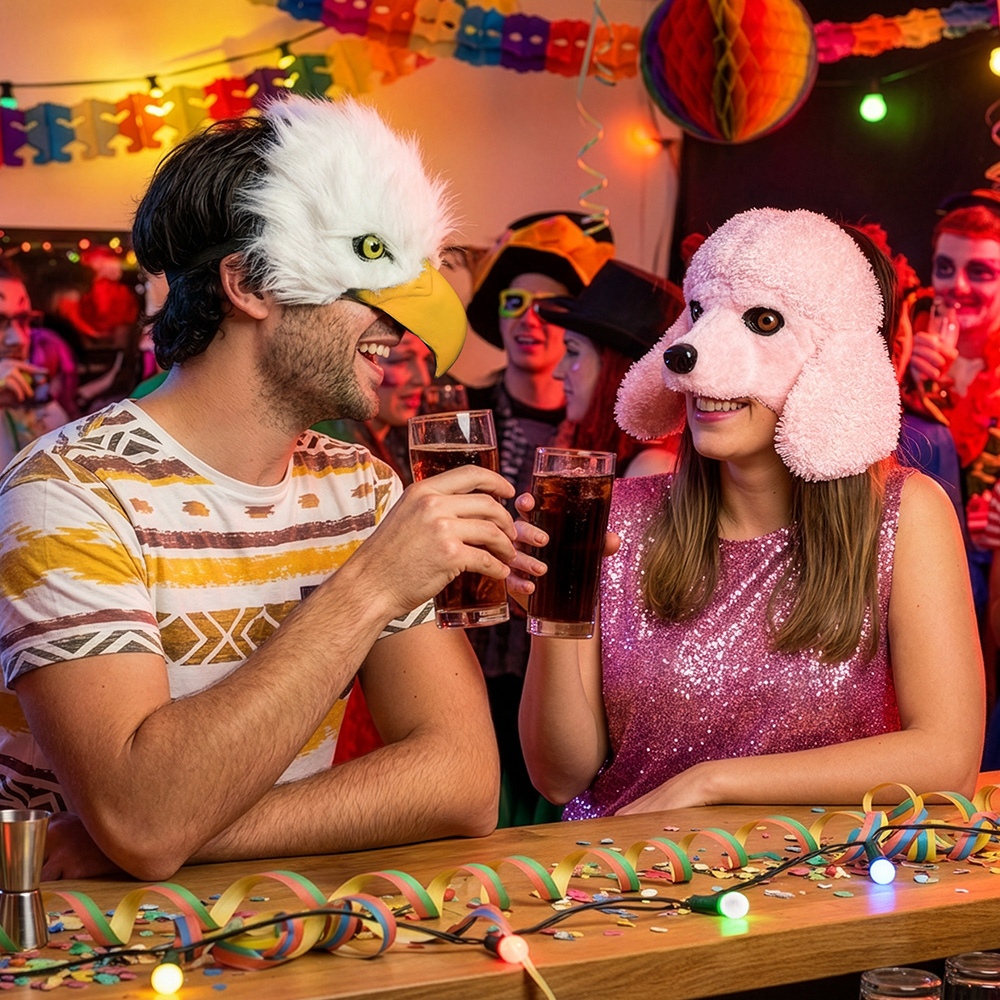 Pluchen halfmasker Roze poedel