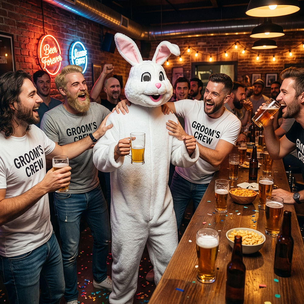 Volwassenenkostuum Bouncing bunny pluche (one size)