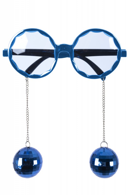 Blauwe bril met discoballen