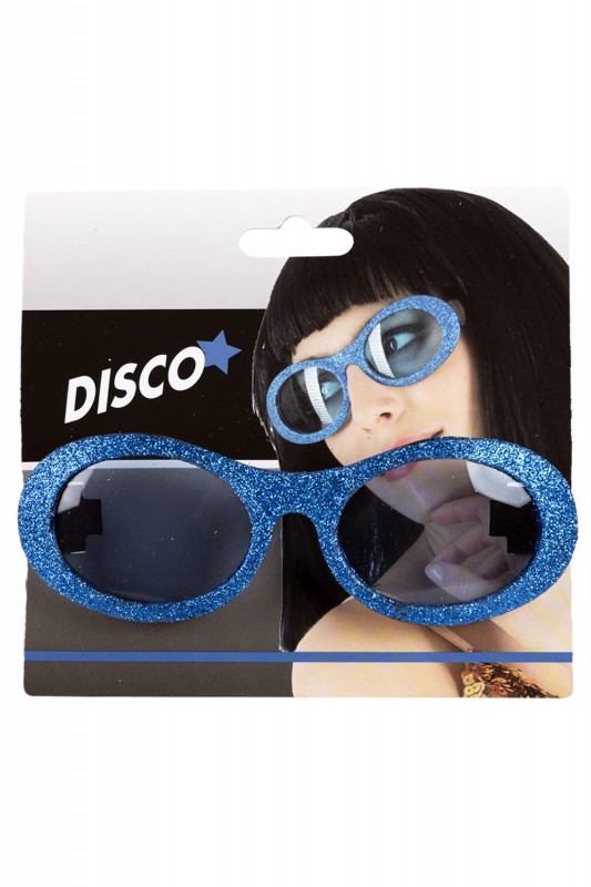 Blauw disco brilletje met gli