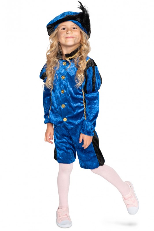 Pietje velours blauw /zwart