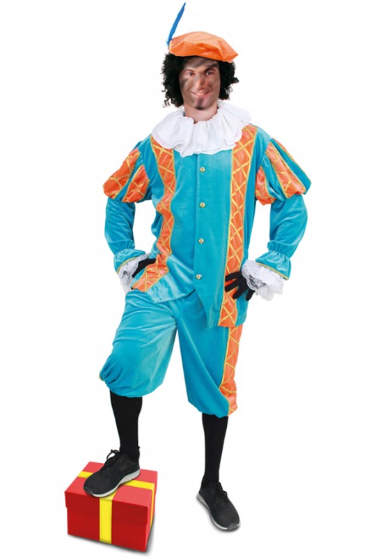 Piet kostuum Diego turquoise/oranje