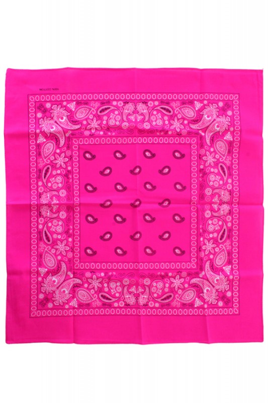 Zakdoek fluor roze met motief 53 x