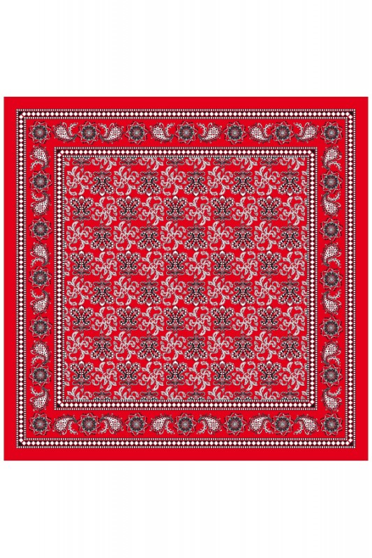 Zakdoek rood met waaier motief 63 x