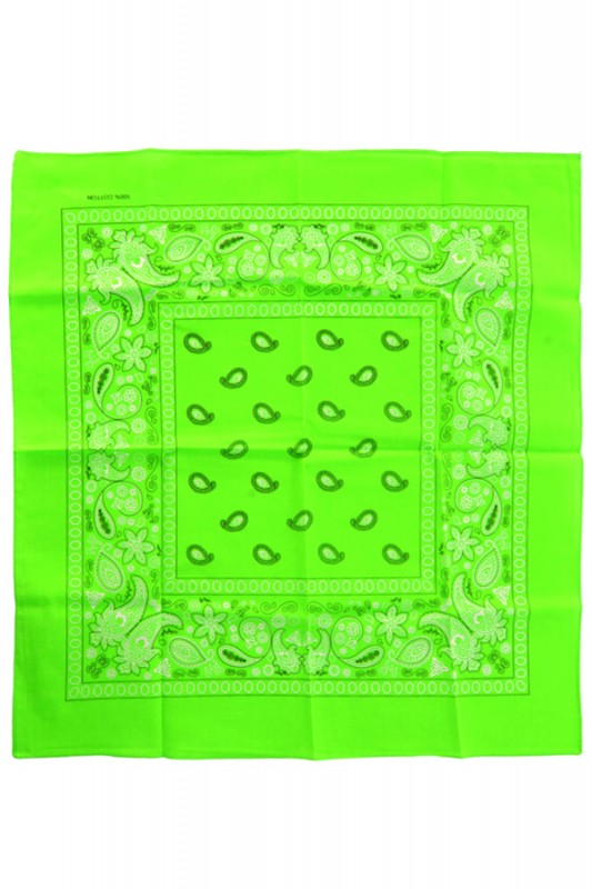 Zakdoek fluor groen met motief 53 x