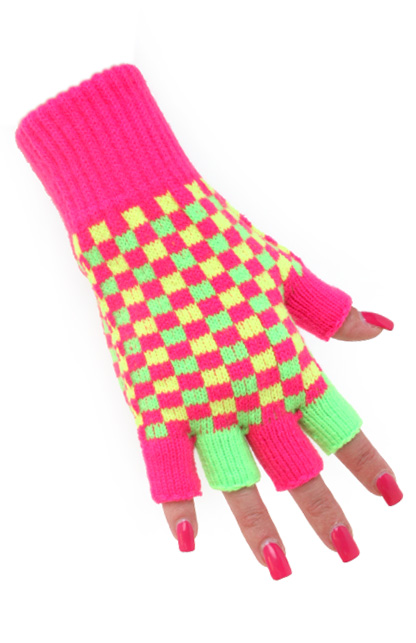 Vingerloze handschoenen neon roze/g