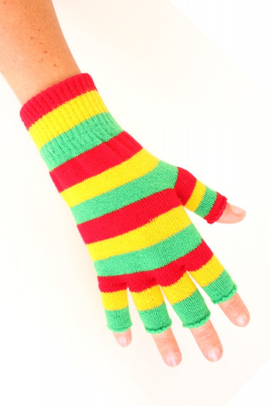 Vingerloze handschoenen rood/geel/g