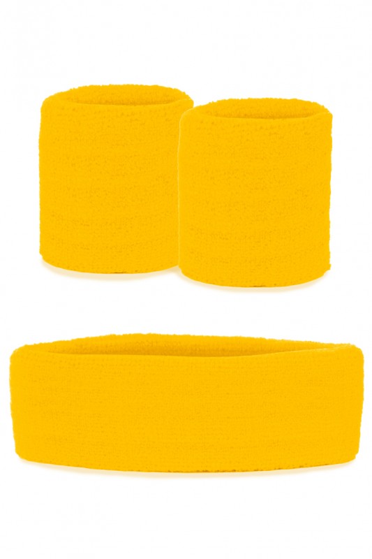 Zweetbandjes set geel 3-dlg