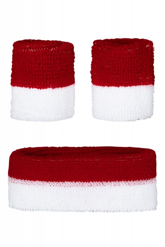 Zweetbandjes set rood-wit