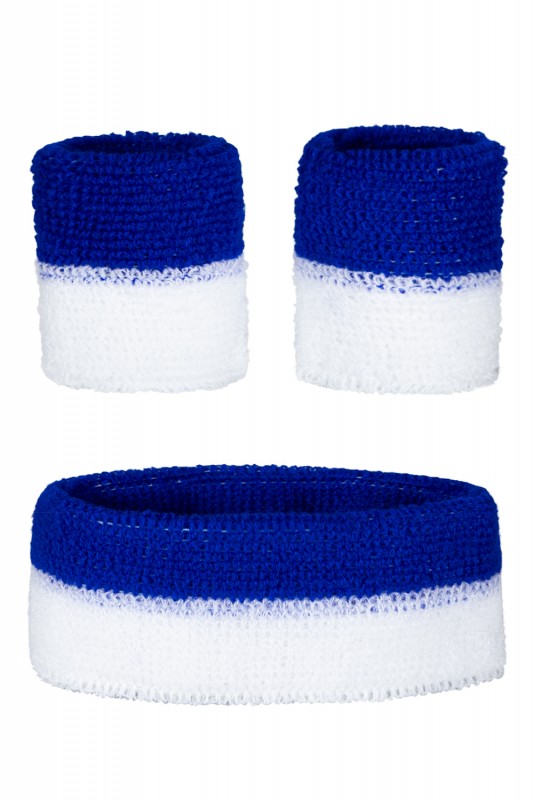 Zweetbandjes set blauw-wit