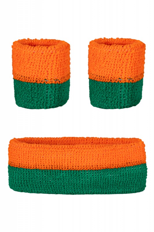Zweetbandjes set oranje-groen