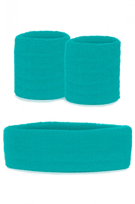 Zweetbandjes set blauw 3-dlg