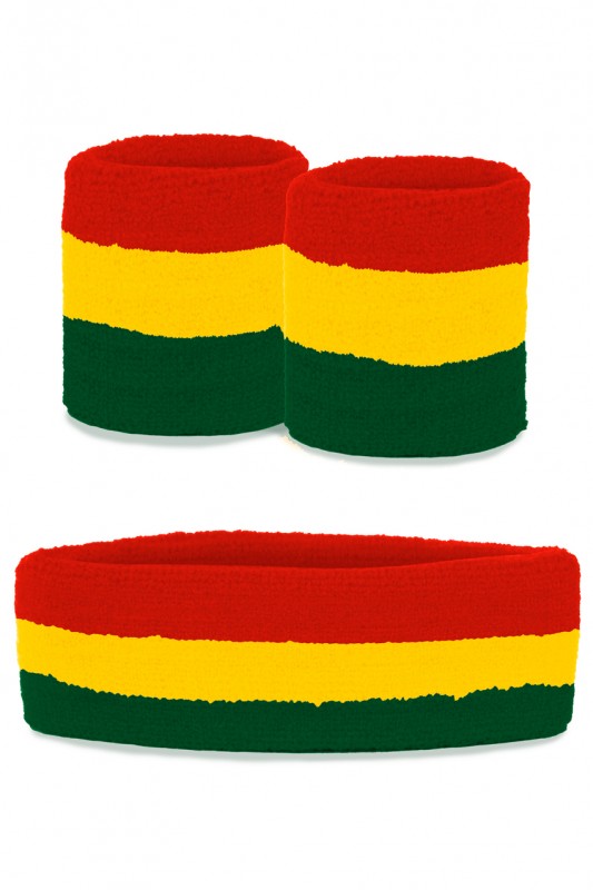 Zweetbandjes set rood geel  groen 3