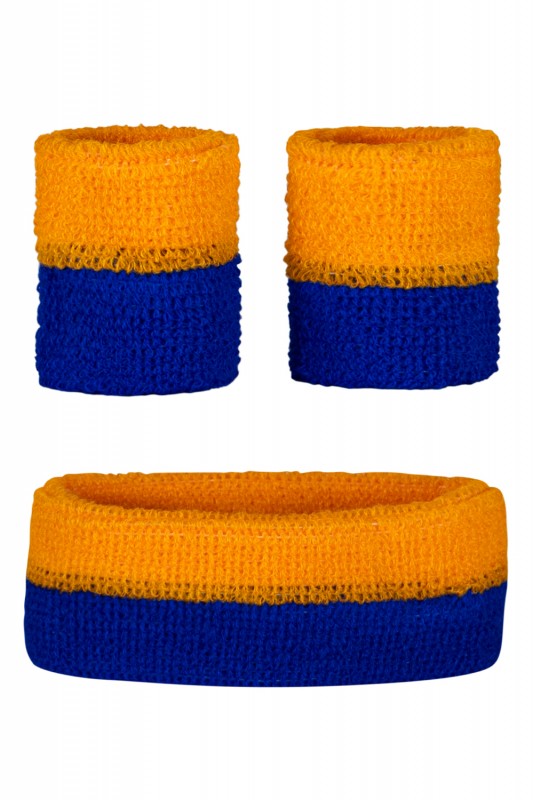 Zweetbandjes set oranje-blauw