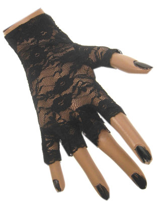 Vingerloze handschoen met kant zwar