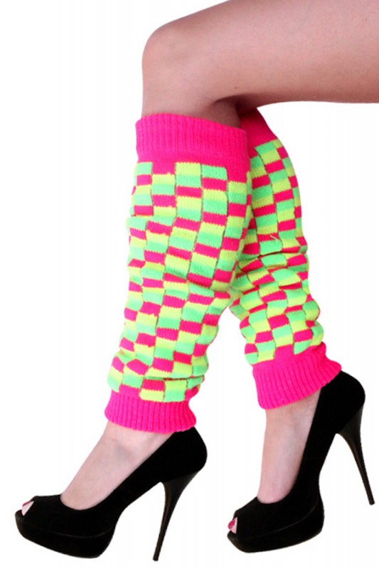 Beenwarmers fluor roze/geel/groen