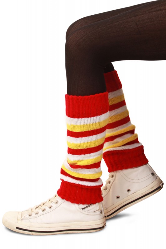 Beenwarmers rood/wit/geel voor kind