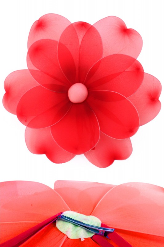 Bloem met clip rood 55 cm.