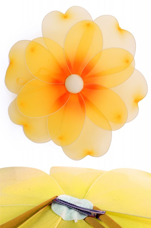 Bloem met clip geel 55 cm.