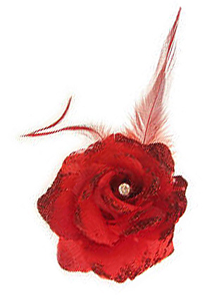 Bloem op speld/elastiek rood