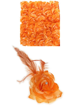Bloem op speld/elastiek oranje
