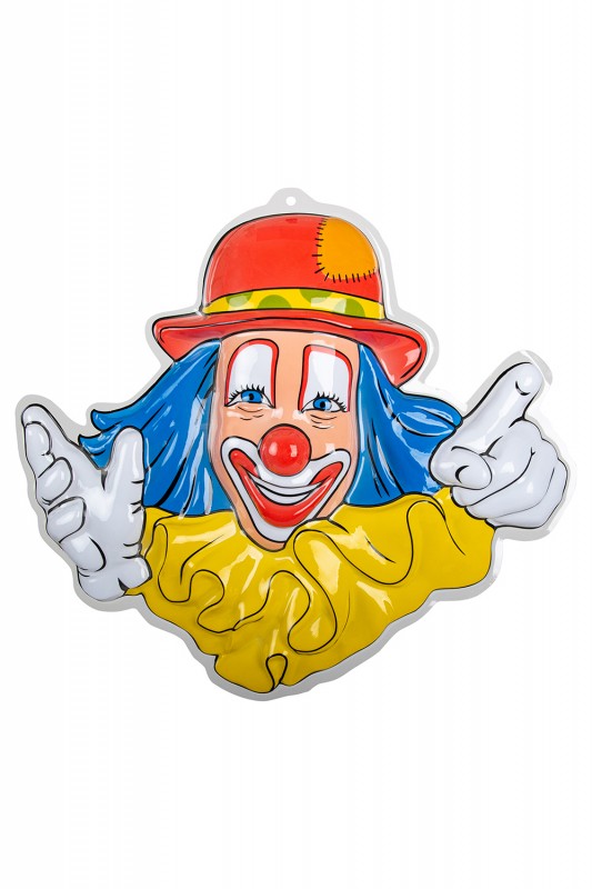 Wanddeco clown rode hoed 50 x 50 cm