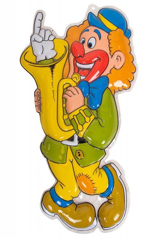 Wanddeco clown groene jas 60 x 34