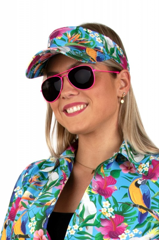 Zonneklep hawaii print blauw