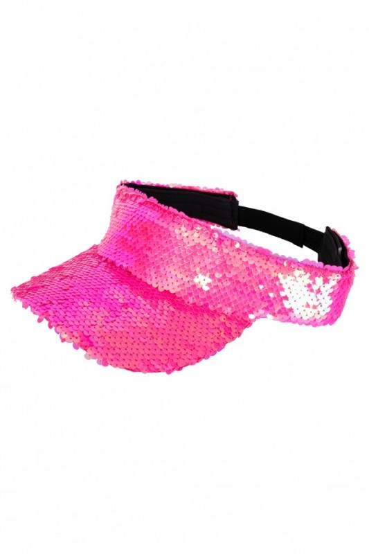 Zonneklep met pailletten pink