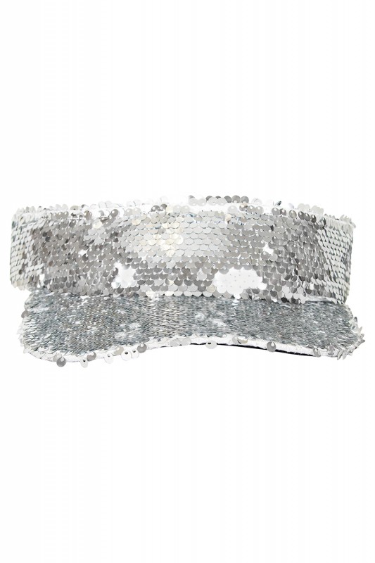 Zonneklep met pailletten zilver