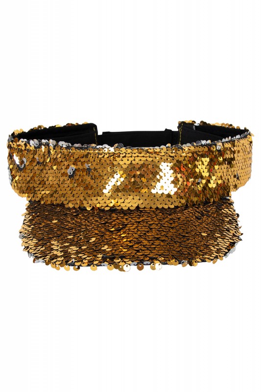 Zonneklep met pailletten goud