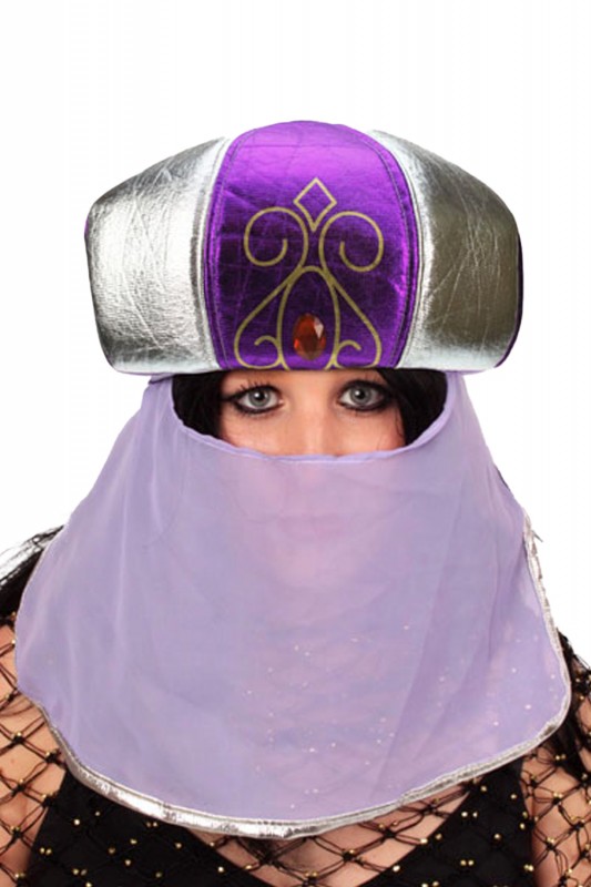 Arabische muts paars met sluier