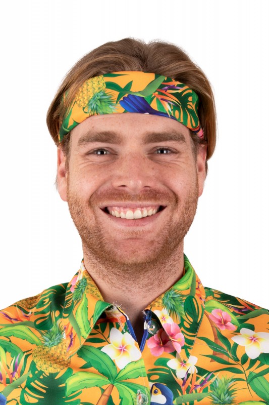 Zakdoek hawaii print oranje