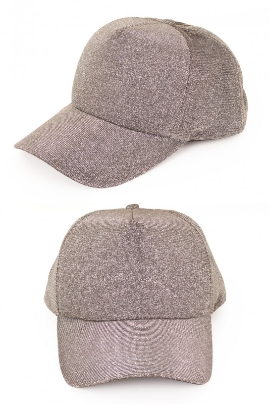 Baseballcap glitter zilver