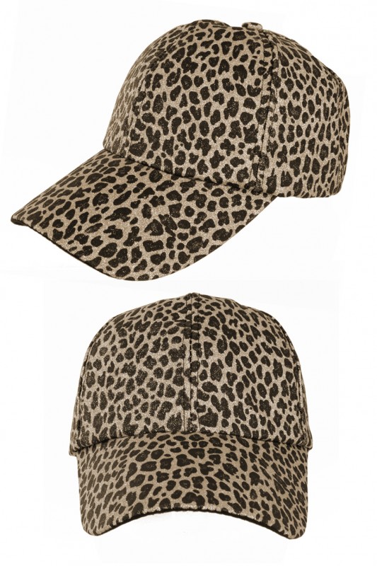 Baseballcap panter glitter goud
