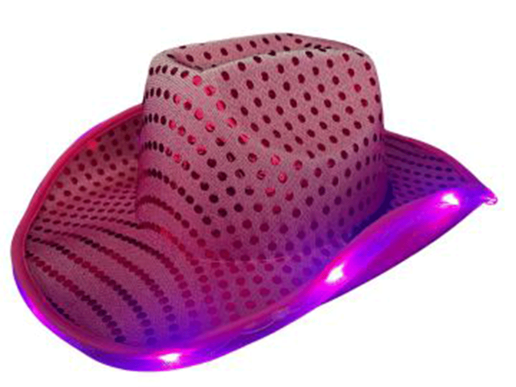 Cowboy hoed pailletten met licht (in verschillende kleuren)