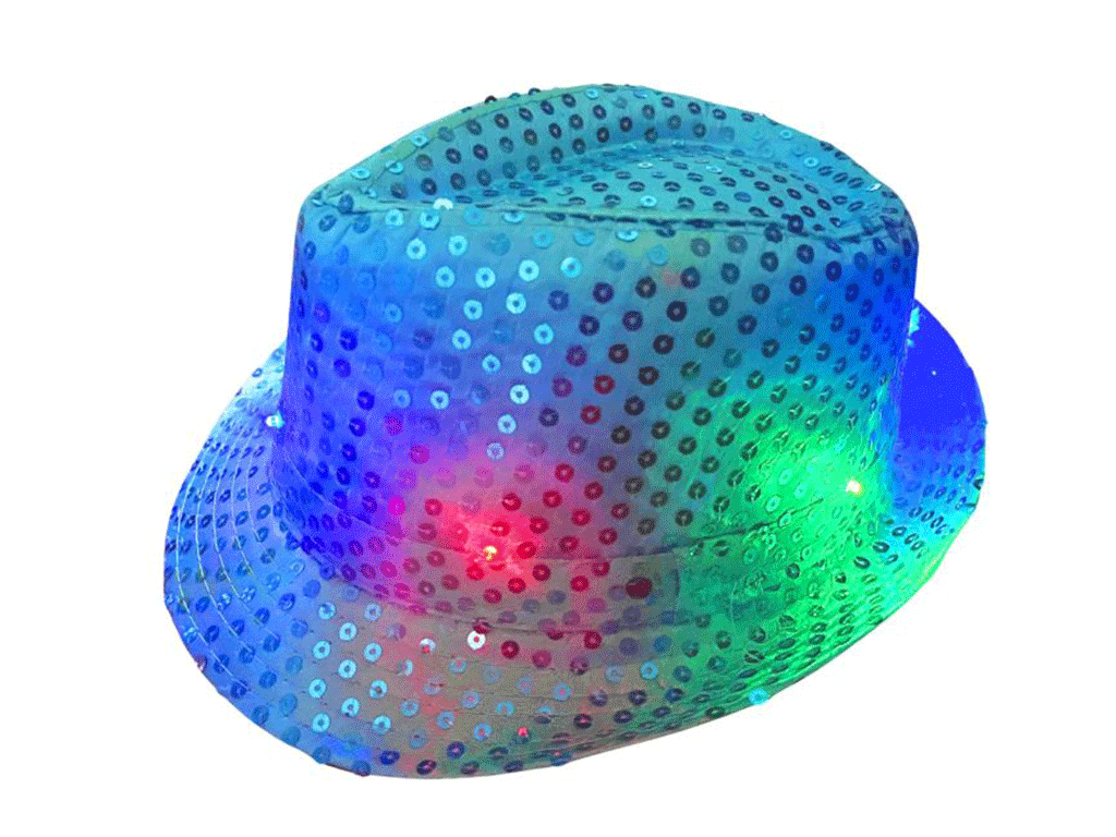Hoed pailletten met licht (in verschillende kleuren)