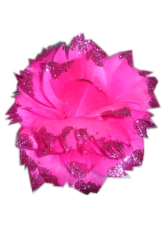 Bloem op ijzerdraad glitter roze