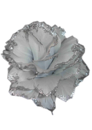 Bloem op ijzerdraad glitter zilver