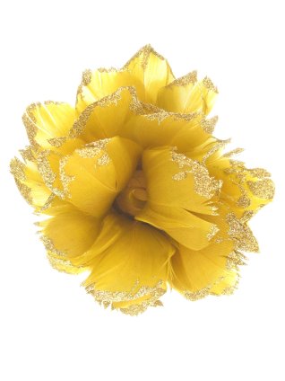 Bloem op ijzerdraad glitter goud